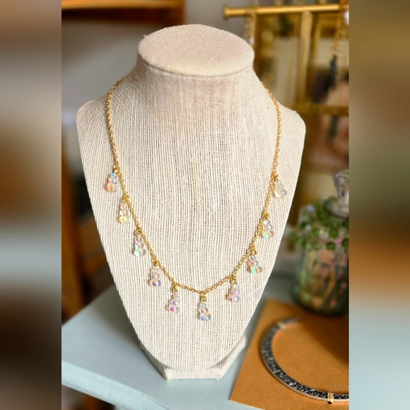 Elegant Gold Necklace with Multicolor Charms - Picture 1 of 3